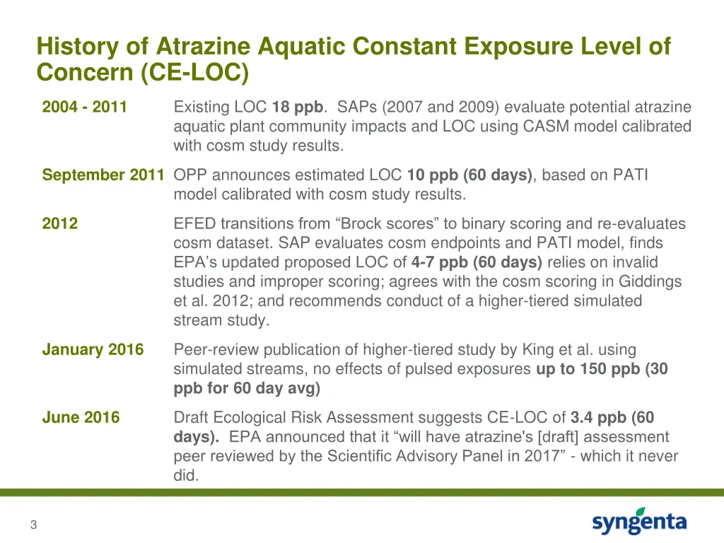 history of atrazine aquatic constant exposure