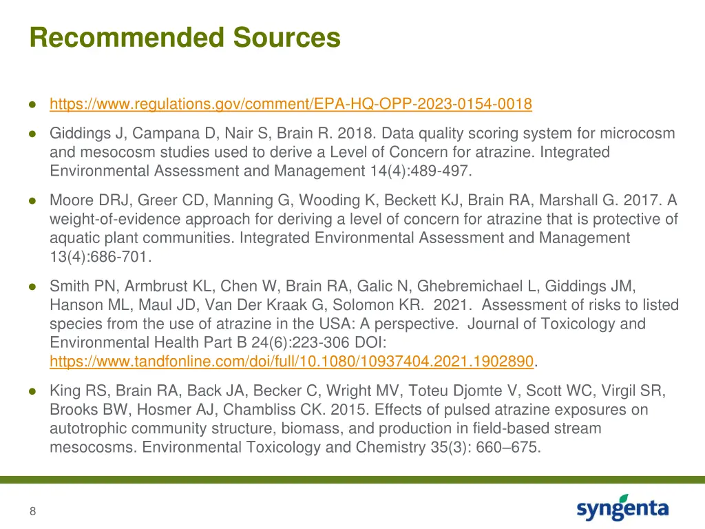 recommended sources