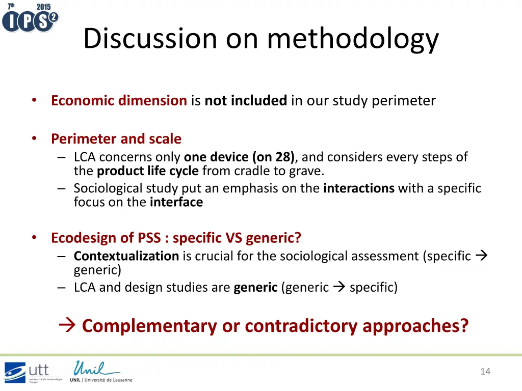 discussion on methodology
