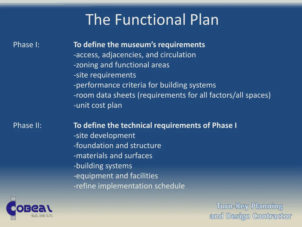 the functional plan