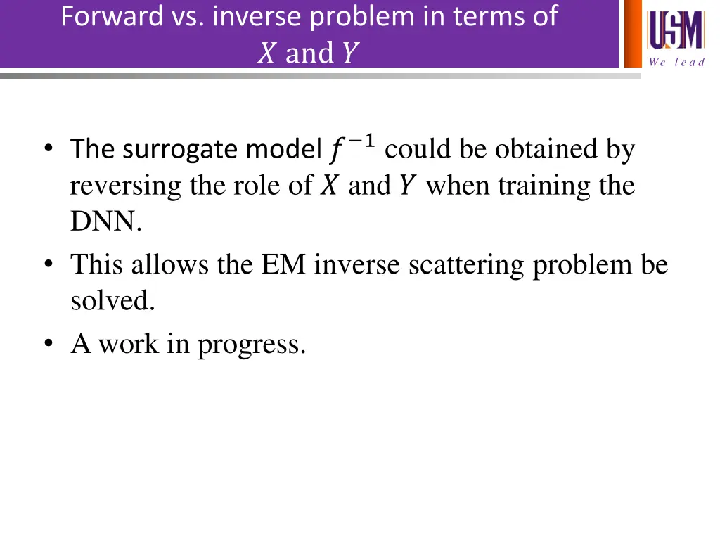 forward vs inverse problem in terms of and