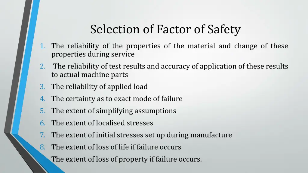 selection of factor of safety