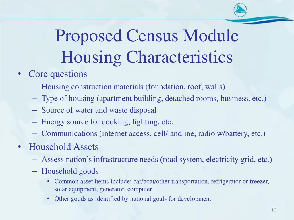 proposed census module housing characteristics