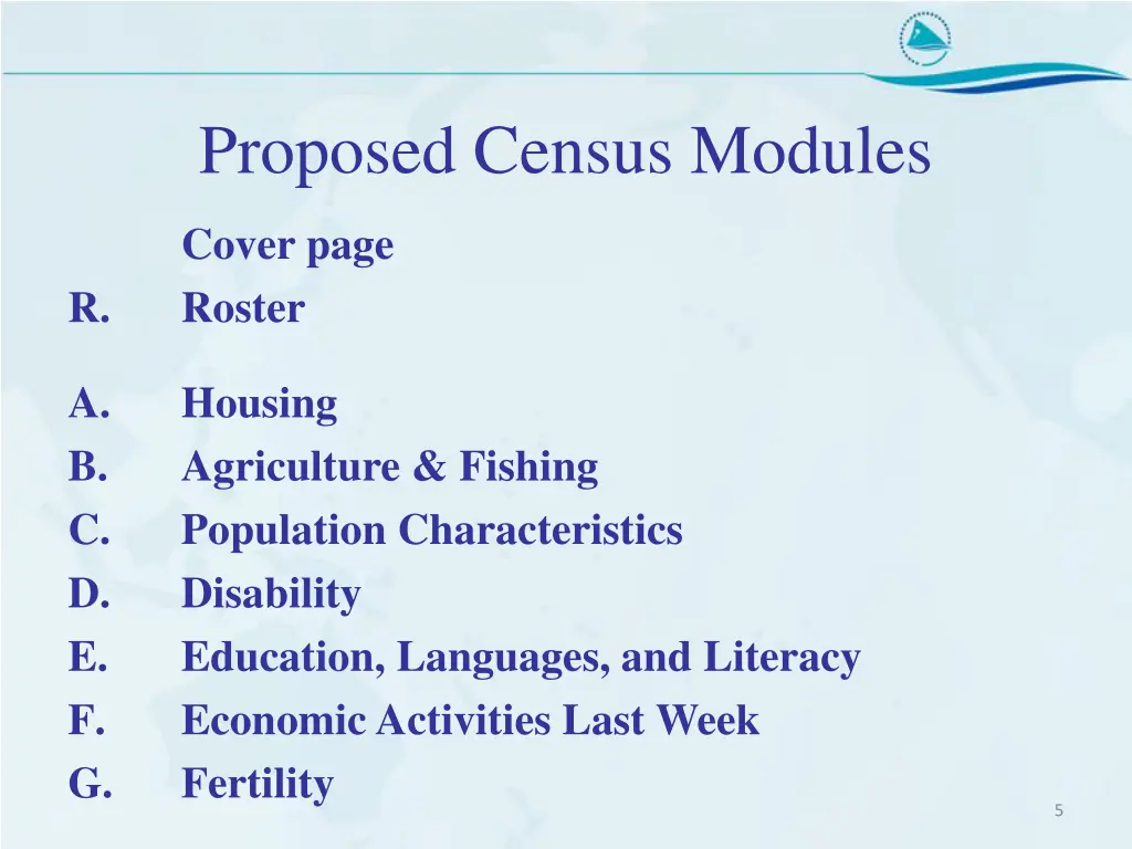 proposed census modules