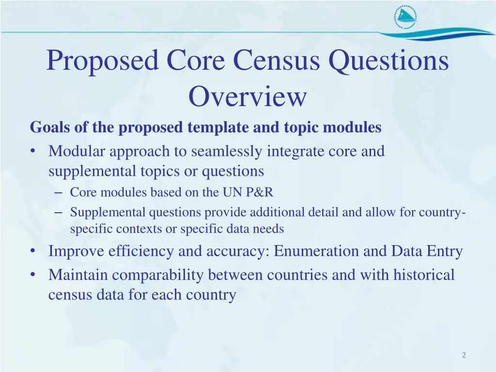 proposed core census questions overview goals