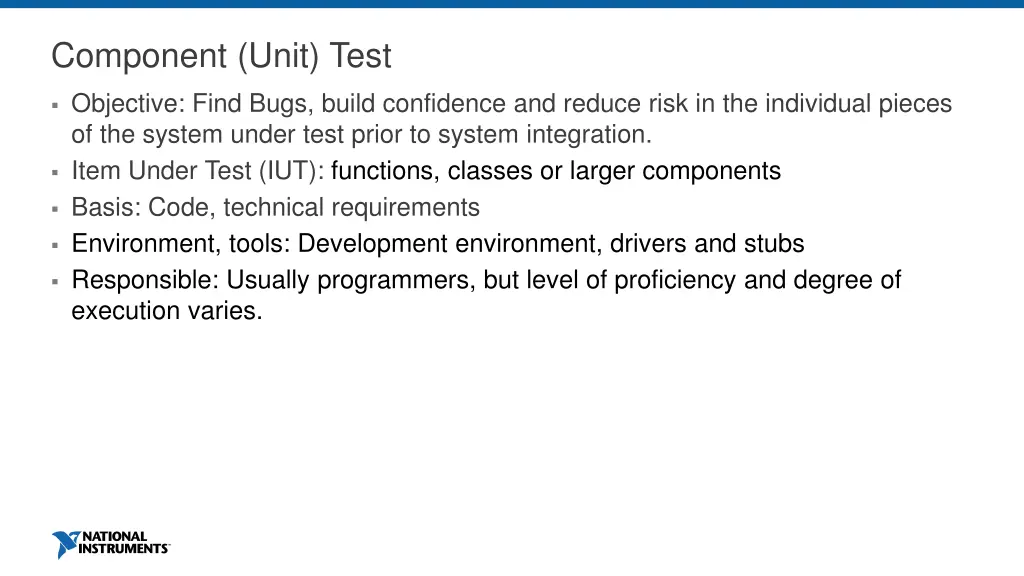 component unit test