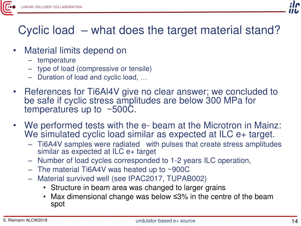 cyclic load what does the target material stand