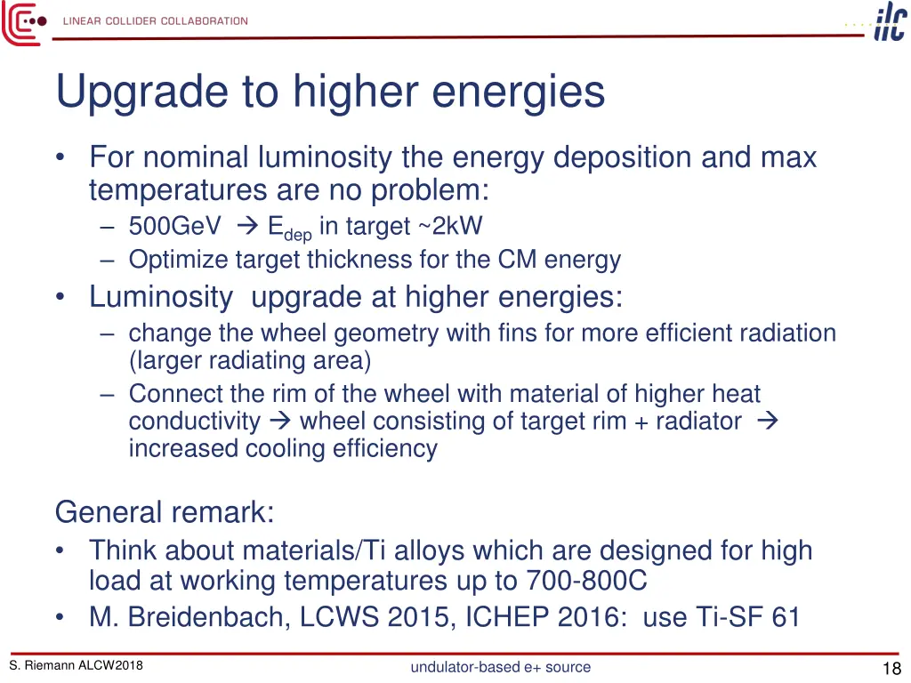 upgrade to higher energies