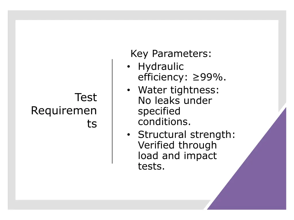 key parameters hydraulic efficiency 99 water