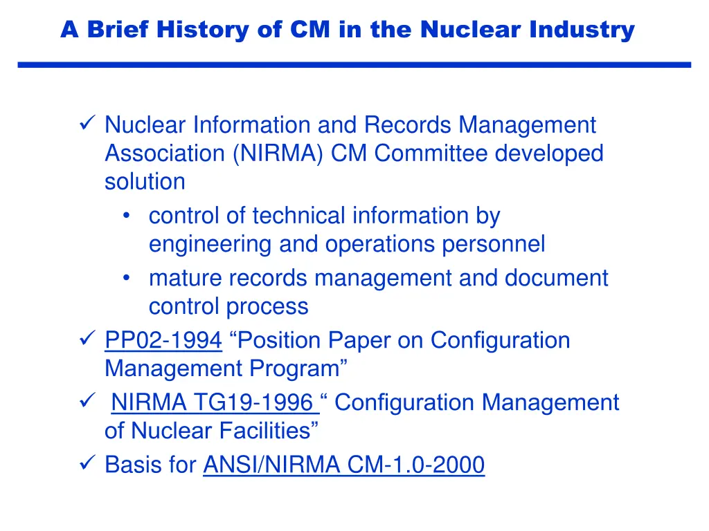 a brief history of cm in the nuclear industry 7