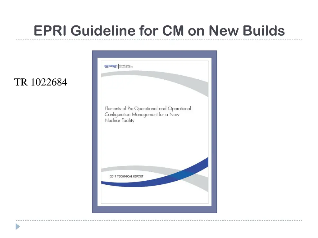 epri guideline for cm on new builds