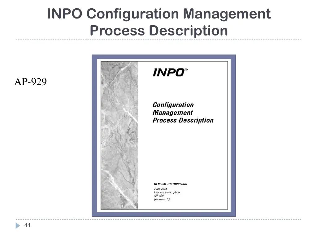 inpo configuration management process description