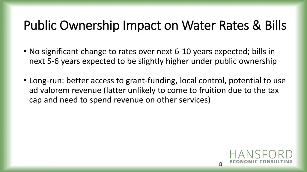 public ownership impact on water rates bills