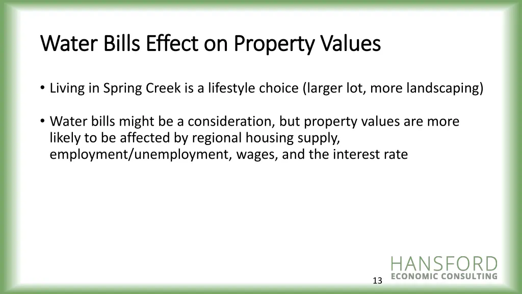 water bills effect on property values water bills