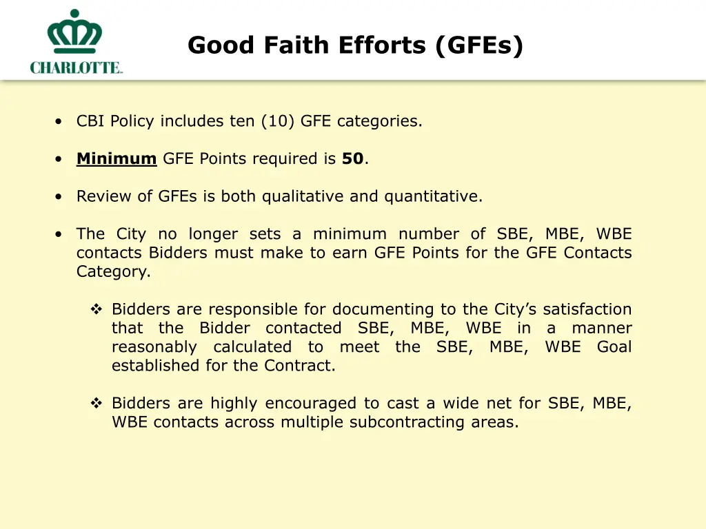 good faith efforts gfes