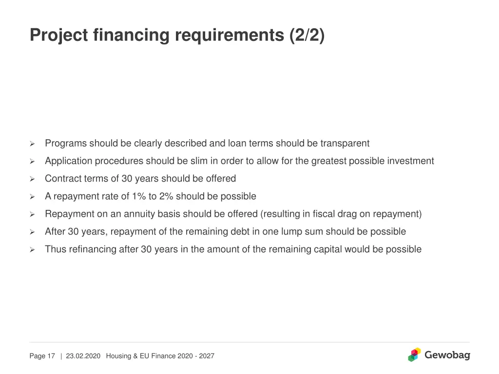 project financing requirements 2 2