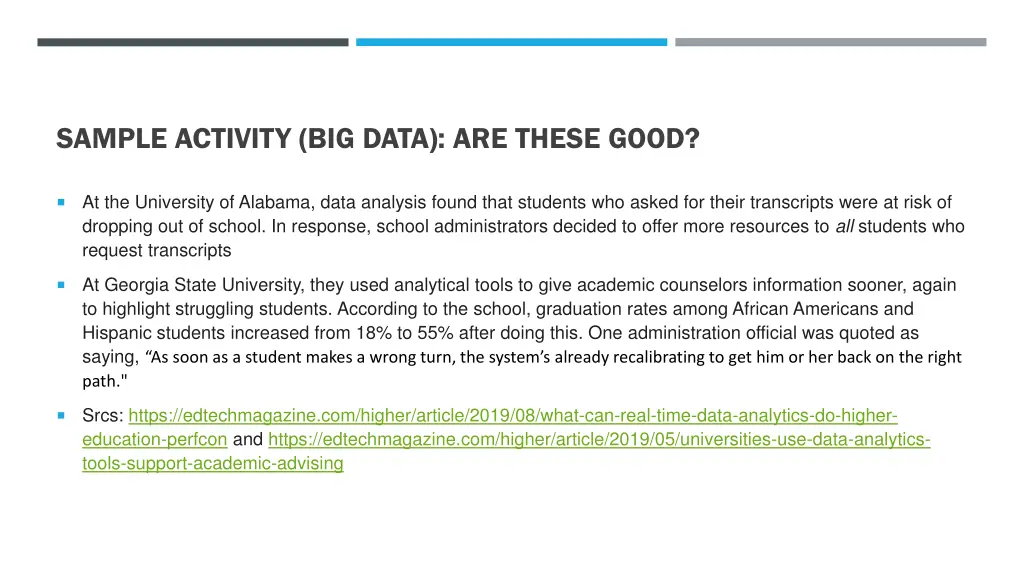 sample activity big data are these good