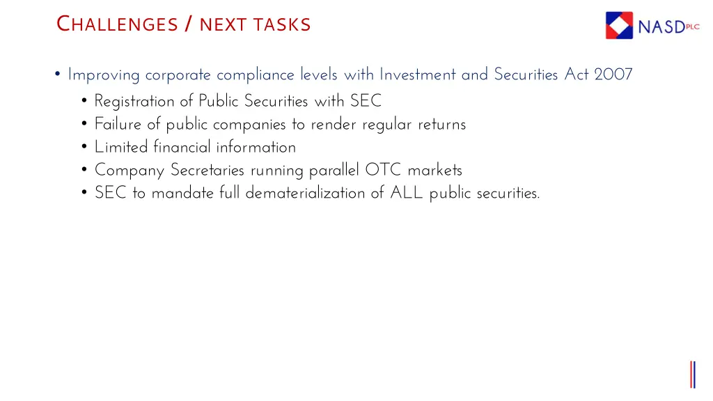 c hallenges next tasks