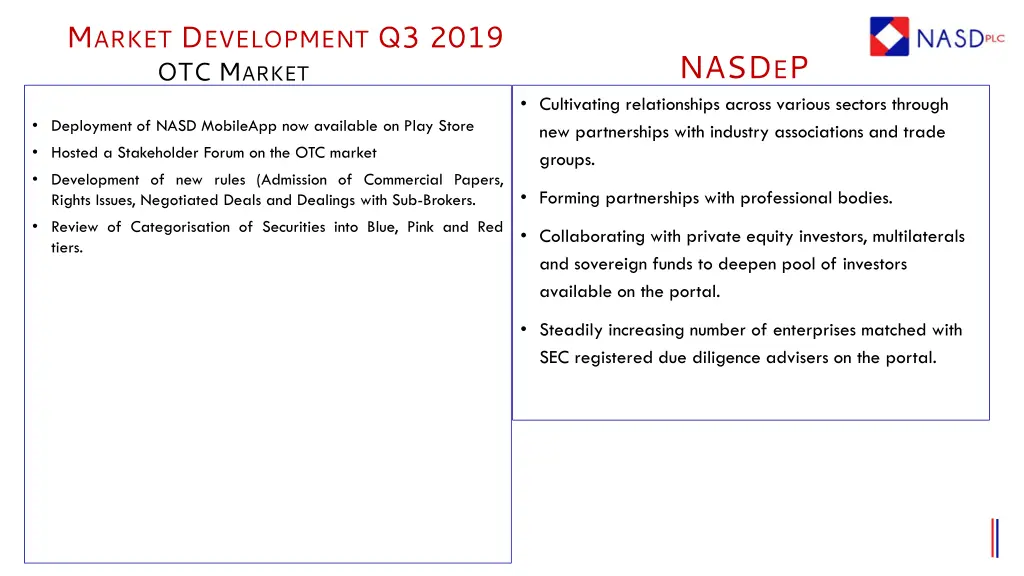 m arket d evelopment q3 2019