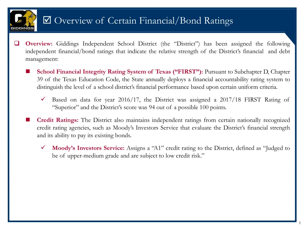 overview of certain financial bond ratings