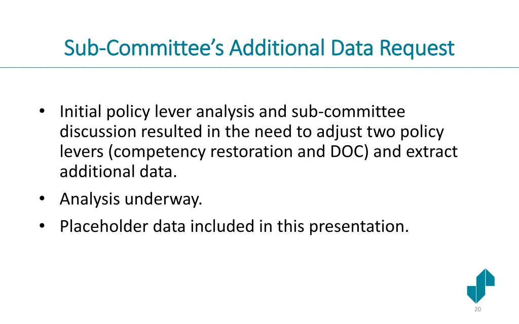 sub sub committee s additional data request