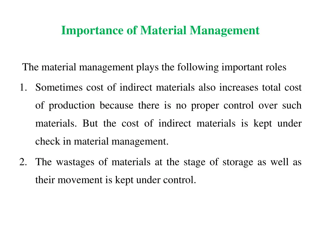 importance of material management