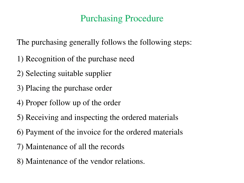 purchasing procedure