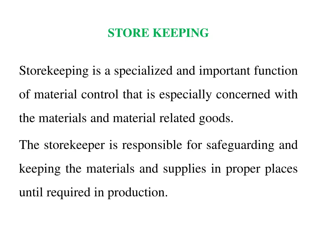 store keeping