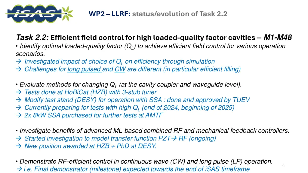 wp2 llrf status evolution of task 2 2