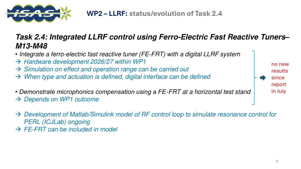 wp2 llrf status evolution of task 2 4