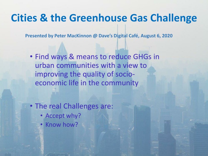 cities the greenhouse gas challenge