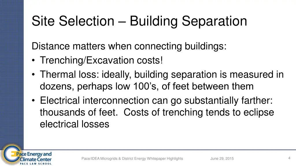 site selection building separation