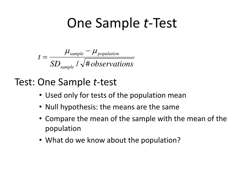 one sample t test