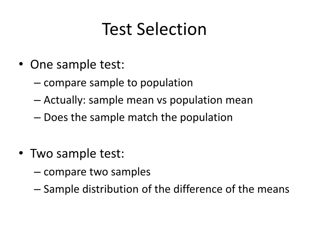 test selection