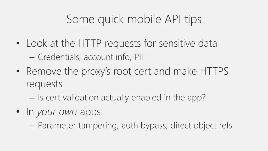 some quick mobile api tips