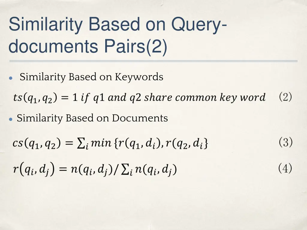 similarity based on query documents pairs 2