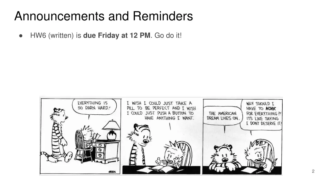 announcements and reminders
