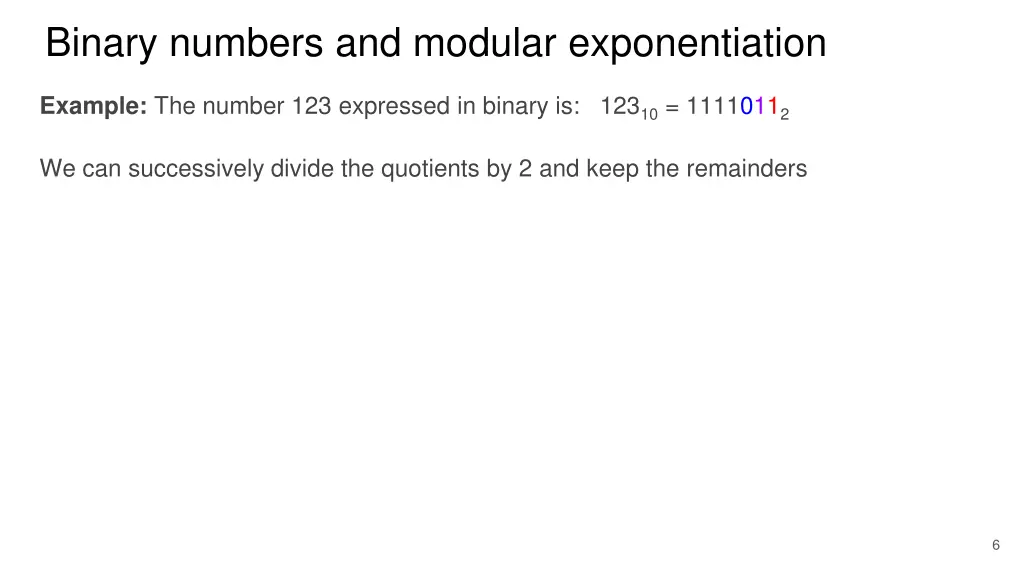 binary numbers and modular exponentiation 1