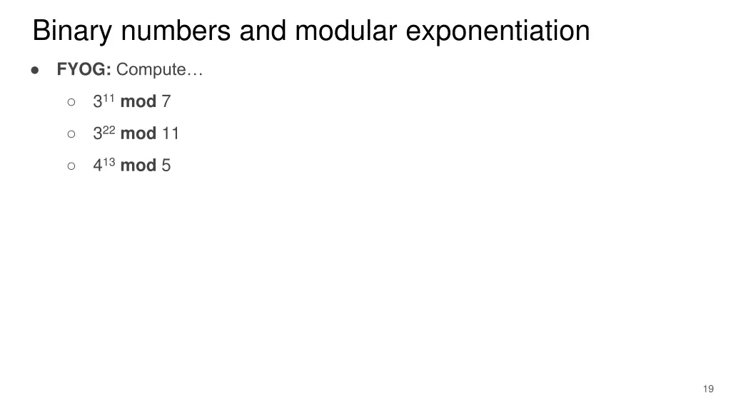 binary numbers and modular exponentiation 11