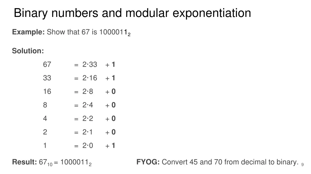 binary numbers and modular exponentiation 4