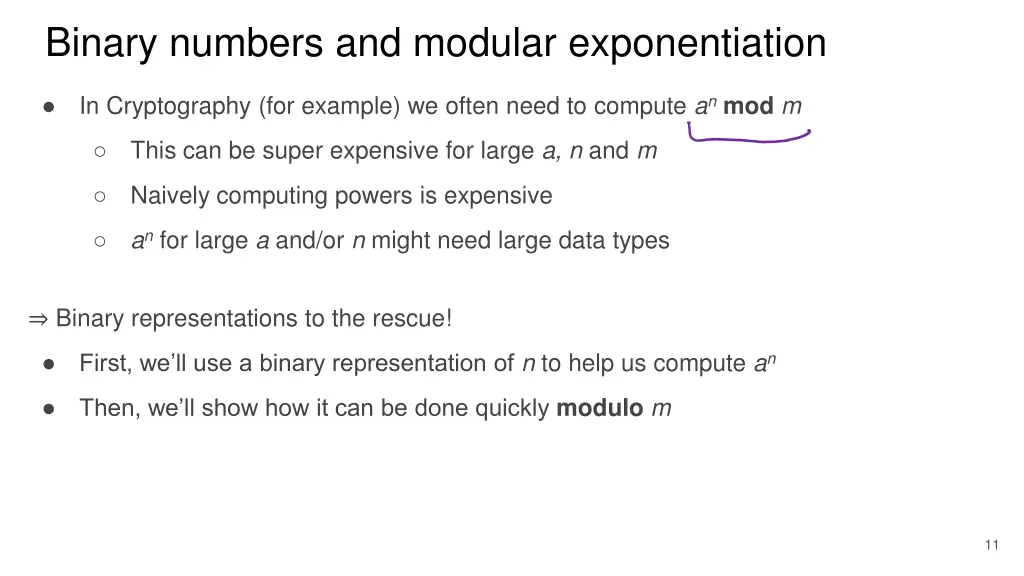 binary numbers and modular exponentiation 5