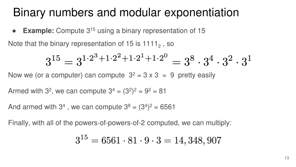 binary numbers and modular exponentiation 7