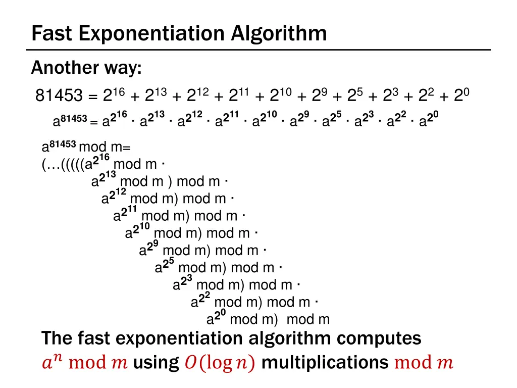 fast exponentiation algorithm another way 81453