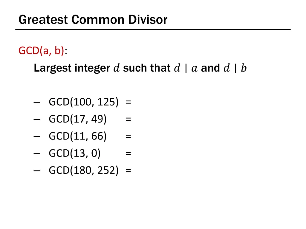 greatest common divisor