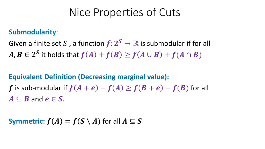 nice properties of cuts