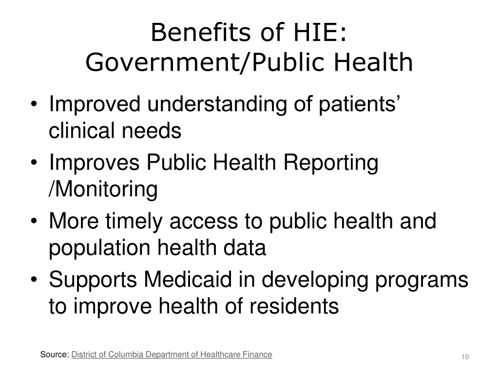 benefits of hie government public health