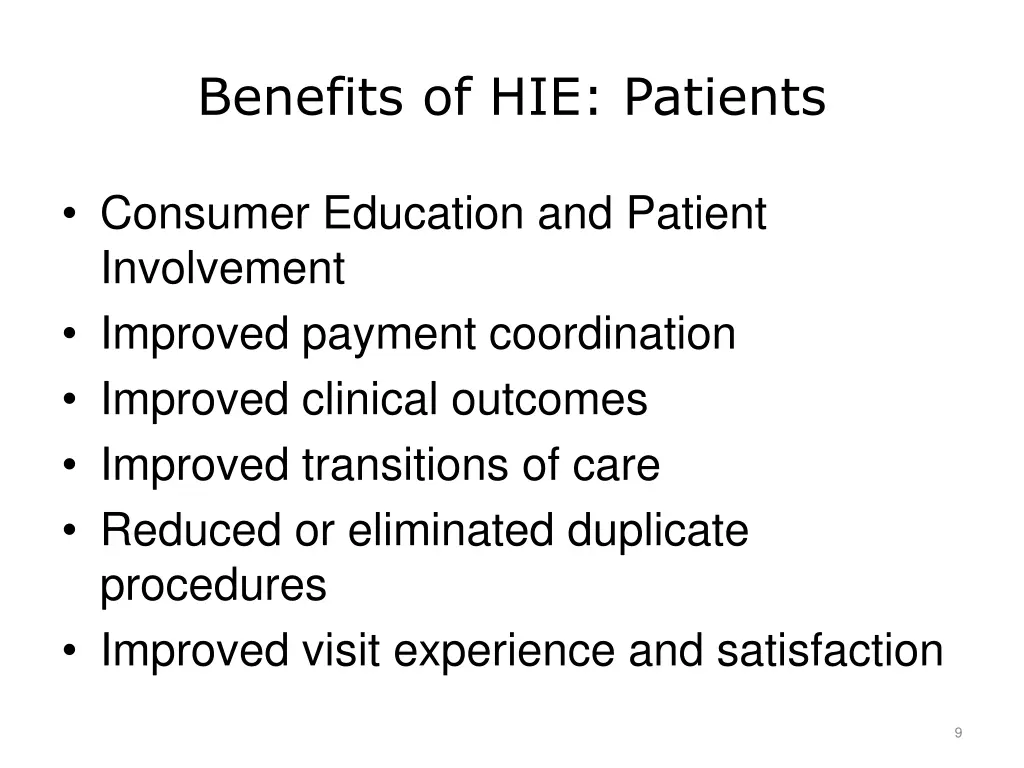 benefits of hie patients