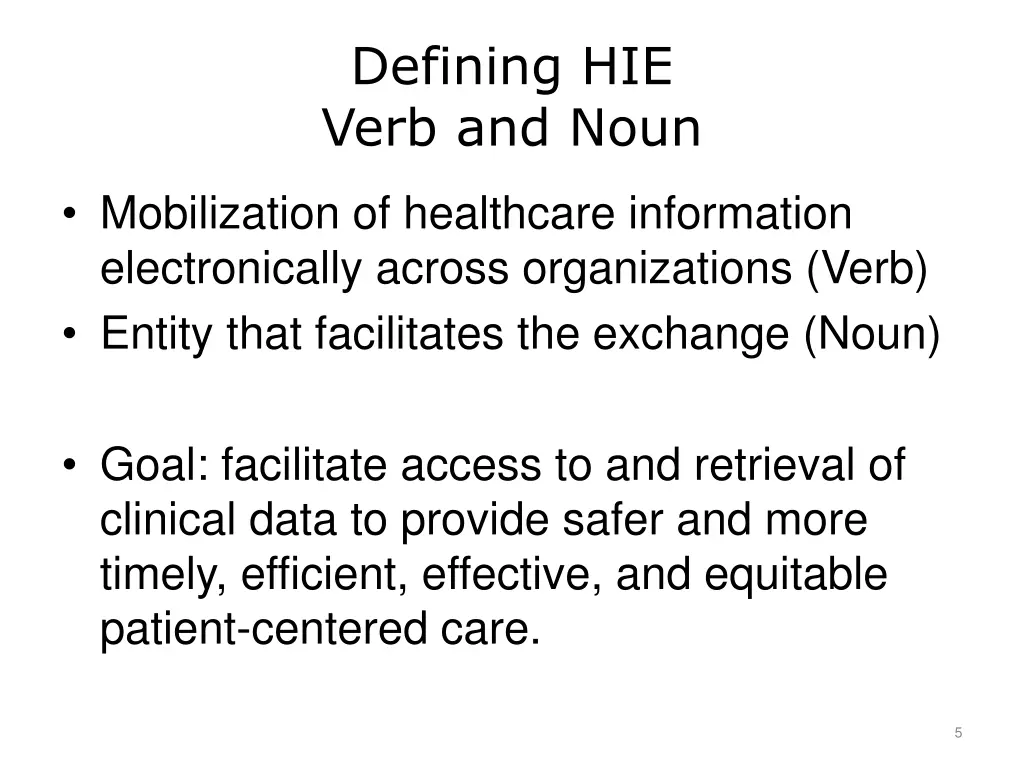 defining hie verb and noun