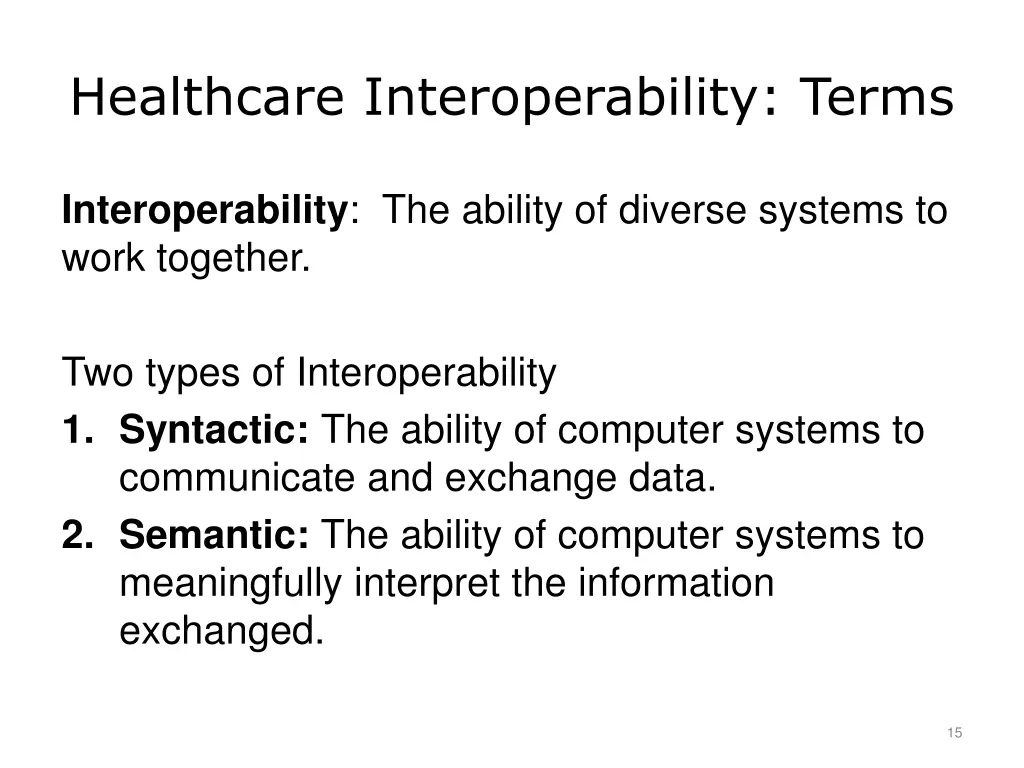 healthcare interoperability terms