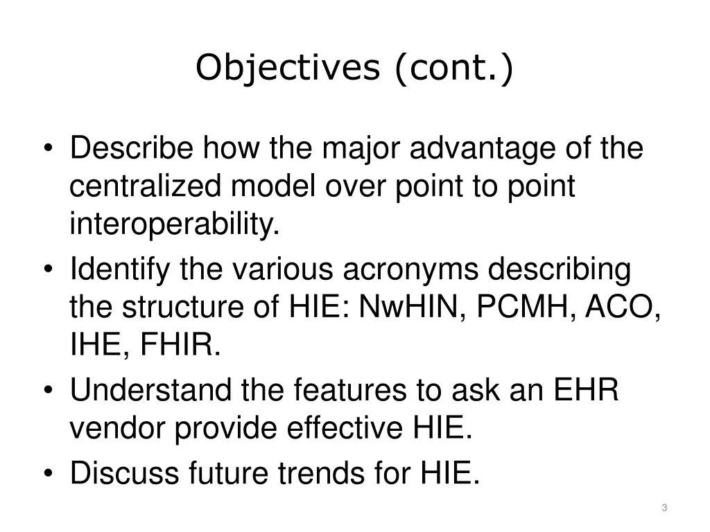 objectives cont